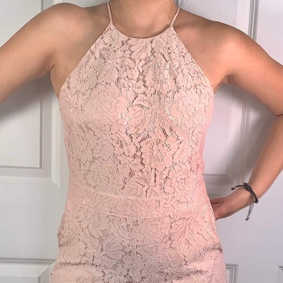 Karina Grimaldi Pants - Karina Grimaldi Cut Out Back Halter Lace Jumpsuit